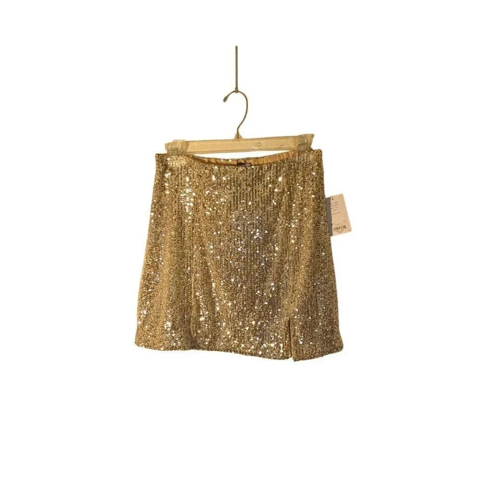 Vylette NWT, women’s gold, sequin miniskirt M